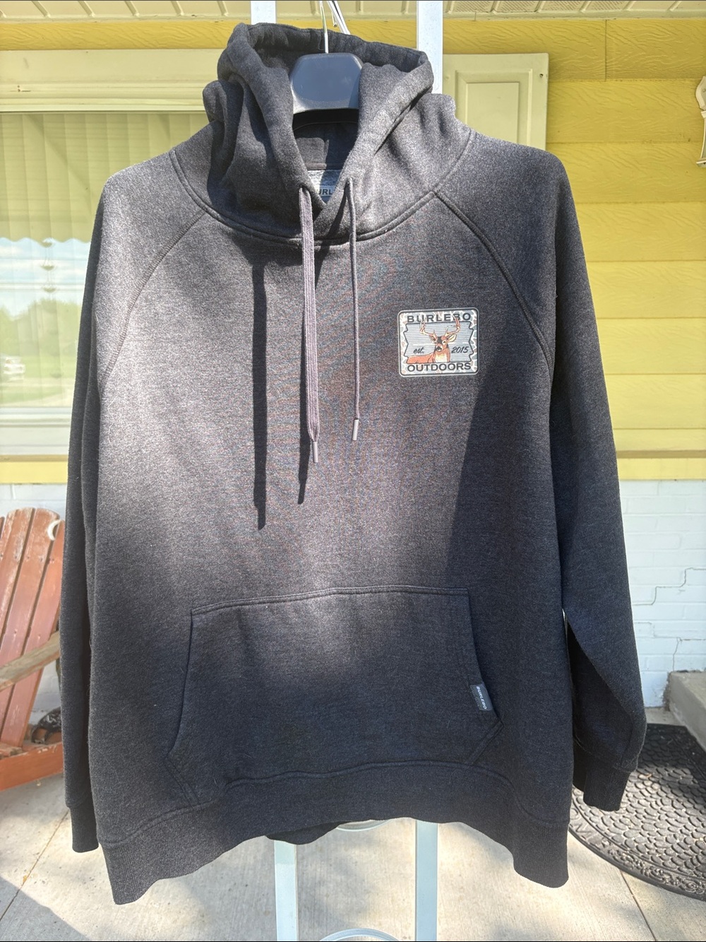 BURLEBO Dark Gray Pullover Hoodie with Chest Patch